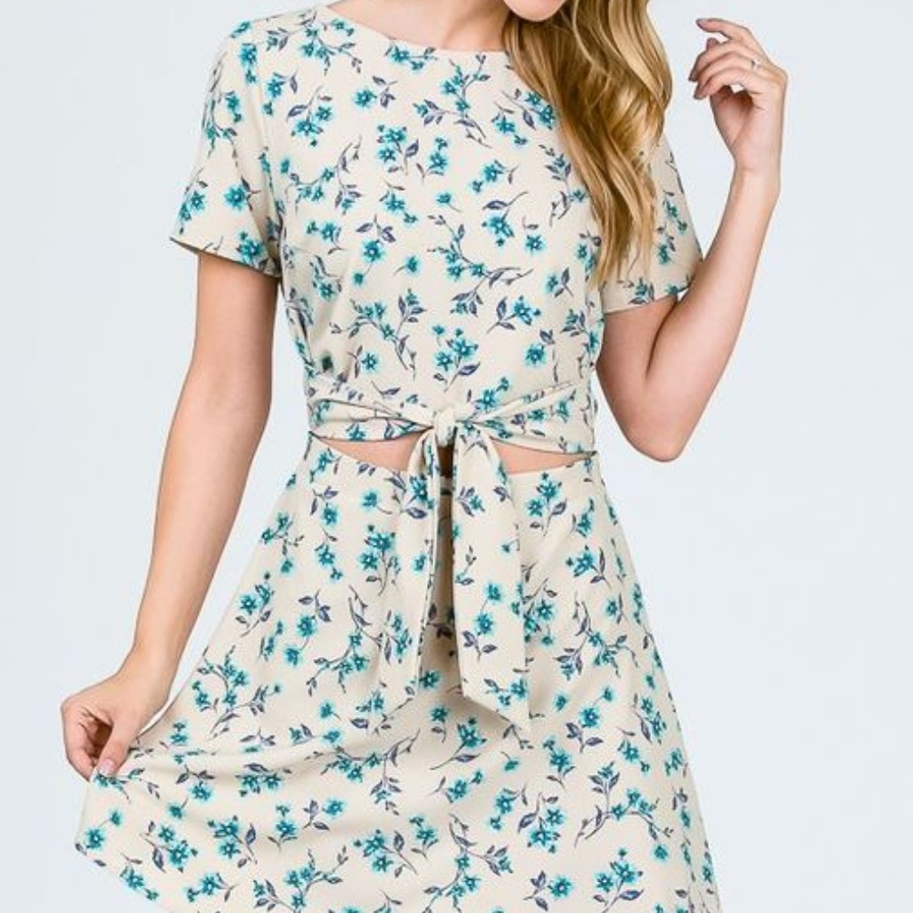 Floral Cut Out Skater Dress